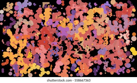 Abstract geometric pattern consisting of circles of different diameters and colors