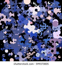 Abstract geometric pattern consisting of circles of different diameters and colors