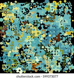Abstract geometric pattern consisting of circles of different diameters and colors