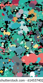 Abstract geometric pattern consisting of circles of different diameters and colors