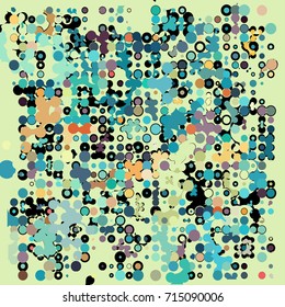 Abstract geometric pattern consisting of circles of different diameters and colors