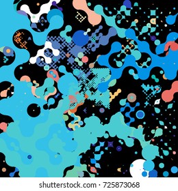 Abstract geometric pattern consisting of circles of different diameters and colors