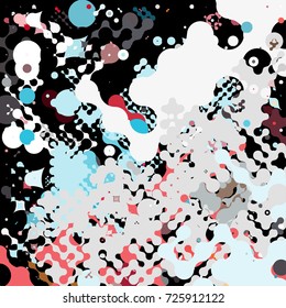 Abstract geometric pattern consisting of circles of different diameters and colors