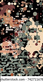 Abstract geometric pattern consisting of circles of different diameters and colors