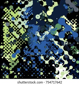 Abstract geometric pattern consisting of circles of different diameters and colors