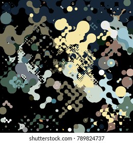 Abstract geometric pattern consisting of circles of different diameters and colors