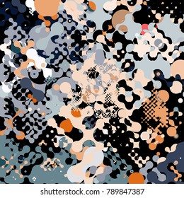 Abstract geometric pattern consisting of circles of different diameters and colors