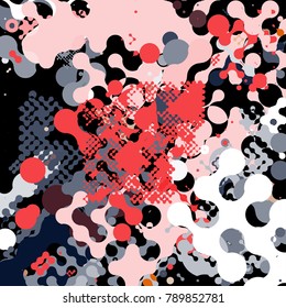 Abstract geometric pattern consisting of circles of different diameters and colors