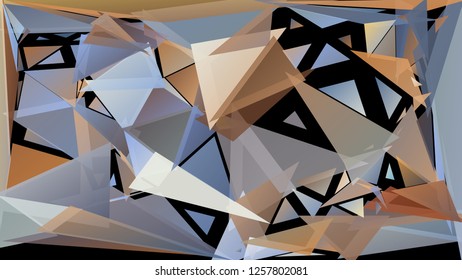 Abstract geometric pattern consisting of randomly distributed triangles of different sizes and colors against black background. Chaotic colorful backdrop in a low poly style.
