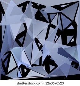 Abstract geometric pattern consisting of randomly distributed triangles of different sizes and colors against black background. Chaotic colorful backdrop in a low poly style.