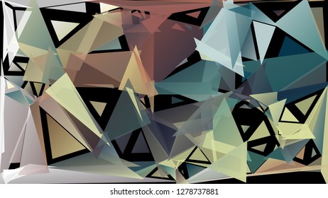 Abstract geometric pattern consisting of randomly distributed triangles of different sizes and colors against black background. Chaotic colorful backdrop in a low poly style.