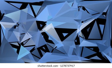Abstract geometric pattern consisting of randomly distributed triangles of different sizes and colors against black background. Chaotic colorful backdrop in a low poly style.