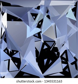 Abstract geometric pattern consisting of randomly distributed triangles of different sizes and colors against black background. Chaotic colorful backdrop in a low poly style.