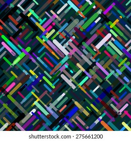Abstract geometric pattern consisting of randomly distributed lines of different sizes and colors