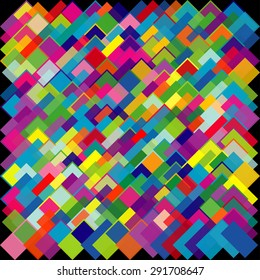 Abstract geometric pattern consisting of rectangles of different colors and transparency