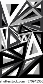 Abstract geometric pattern consisting of triangles of different sizes and colors