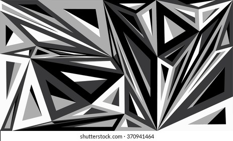 Abstract geometric pattern consisting of triangles of different sizes and colors