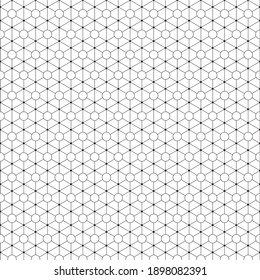 Abstract geometric pattern contains with straight lines, circle and hexagon. Stylish texture in gray color. Seamless linear pattern.