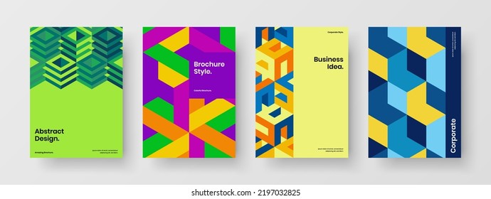Abstract geometric pattern corporate cover concept composition. Colorful presentation design vector illustration set.