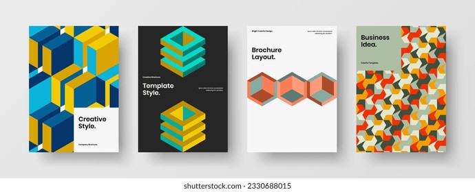 Abstract geometric pattern corporate identity concept collection. Trendy cover A4 vector design template bundle.