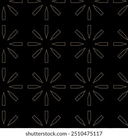 Abstract geometric pattern with crosses, stripes, lines. Seamless vector background. Black and gold ornament. Modern reticulated graphic design.