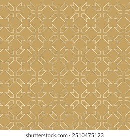 Patrón geométrico Abstractas con cruces, rayas, líneas. Fondo de Vector sin fisuras. Adorno blanco y dorado. Diseño gráfico reticulado moderno.