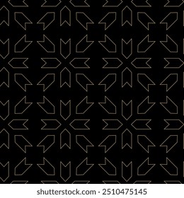 Patrón geométrico Abstractas con cruces, rayas, líneas. Fondo de Vector sin fisuras. Adorno negro y dorado. Diseño gráfico reticulado moderno.