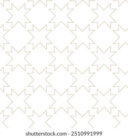 Abstract geometric pattern with crosses, stripes, lines. Seamless vector background. White and gold ornament. Modern reticulated graphic design.