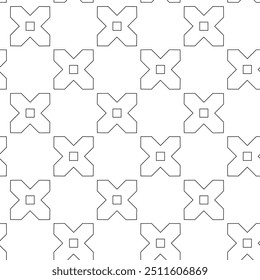 Abstract geometric pattern with crosses, stripes, lines. Seamless vector background. White and black ornament. Modern reticulated graphic design.
