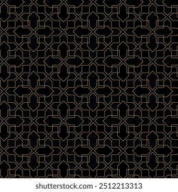 Patrón geométrico Abstractas con cruces, rayas, líneas. Fondo de Vector sin fisuras. Adorno negro y dorado. Diseño gráfico reticulado moderno.