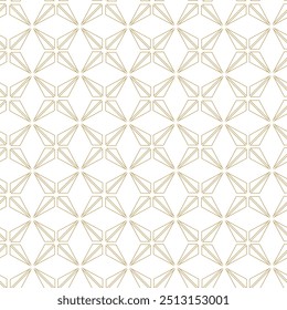 Abstraktes geometrisches Muster mit Kreuzen, Streifen, Linien. Nahtloser Vektorhintergrund. Weiße und goldene Ornamente. Modernes vernetztes Grafikdesign.