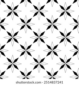 Abstract geometric pattern with crosses, stripes, lines. Seamless vector background. White and black ornament. Modern reticulated graphic design.