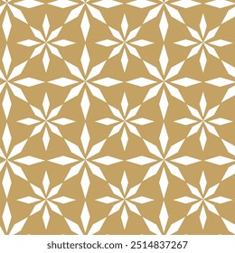 Padrão geométrico abstrato com cruzes, listras, linhas. Plano de fundo de vetor contínuo. Ornamento branco e dourado. Design gráfico reticulado moderno.