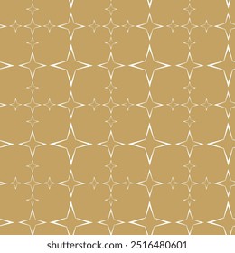 Padrão geométrico abstrato com cruzes, listras, linhas. Plano de fundo de vetor contínuo. Ornamento branco e dourado. Design gráfico reticulado moderno.