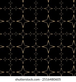 Patrón geométrico Abstractas con cruces, rayas, líneas. Fondo de Vector sin fisuras. Adorno negro y dorado. Diseño gráfico reticulado moderno.