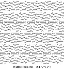 Abstract geometric pattern with crosses, stripes, lines. Seamless vector background. White and black ornament. Modern reticulated graphic design.
