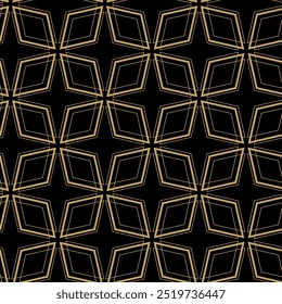 Patrón geométrico Abstractas con cruces, rayas, líneas. Fondo de Vector sin fisuras. Adorno negro y dorado. Diseño gráfico reticulado moderno.