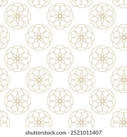 Padrão geométrico abstrato com cruzes, listras, linhas. Plano de fundo de vetor contínuo. Ornamento branco e dourado. Design gráfico reticulado moderno.