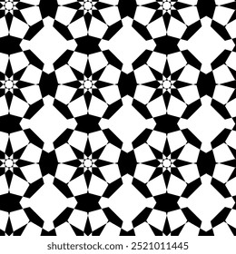 Abstract geometric pattern with crosses, stripes, lines. Seamless vector background. White and black ornament. Modern reticulated graphic design.
