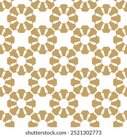 Abstract geometric pattern with crosses, stripes, lines. Seamless vector background. White and gold ornament. Modern reticulated graphic design.