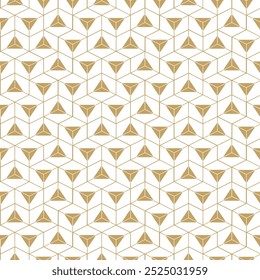 Abstract geometric pattern with crosses stripes lines Seamless vector background White and gold ornament Modern reticulated graphic design