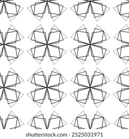 Abstraktes geometrisches Muster mit Kreuzen, Streifen, Linien. Nahtloser Vektorhintergrund. Weiße und schwarze Ornamente. Modernes vernetztes Grafikdesign.