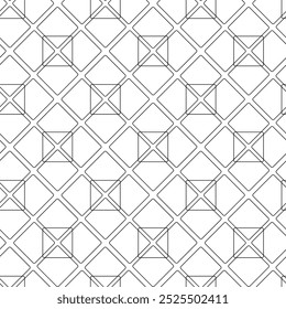 Abstraktes geometrisches Muster mit Kreuzen, Streifen, Linien. Nahtloser Vektorhintergrund. Weiße und schwarze Ornamente. Modernes vernetztes Grafikdesign.