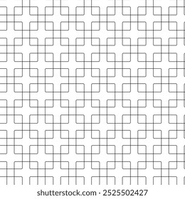 Padrão geométrico abstrato com cruzes, listras, linhas. Plano de fundo de vetor contínuo. Ornamento branco e preto. Design gráfico reticulado moderno.