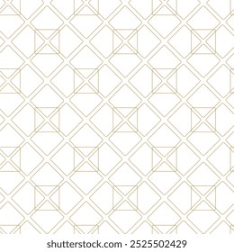 Padrão geométrico abstrato com cruzes, listras, linhas. Plano de fundo de vetor contínuo. Ornamento branco e dourado. Design gráfico reticulado moderno.