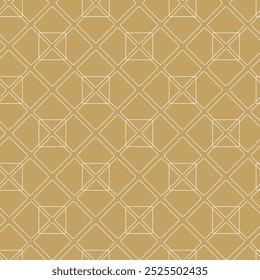 Padrão geométrico abstrato com cruzes, listras, linhas. Plano de fundo de vetor contínuo. Ornamento branco e dourado. Design gráfico reticulado moderno.