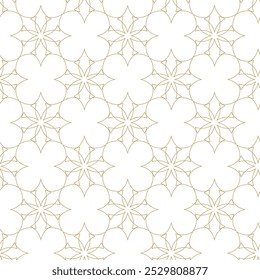 Abstract geometric pattern with crosses, stripes, lines. Seamless vector background. White and gold ornament. Modern reticulated graphic design.