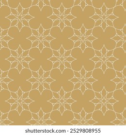 Abstract geometric pattern with crosses, stripes, lines. Seamless vector background. White and gold ornament. Modern reticulated graphic design.