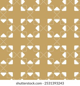 Abstract geometric pattern with crosses, stripes, lines. Seamless vector background. White and gold ornament. Modern reticulated graphic design.