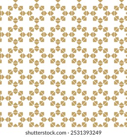 Abstract geometric pattern with crosses, stripes, lines. Seamless vector background. White and gold ornament. Modern reticulated graphic design.